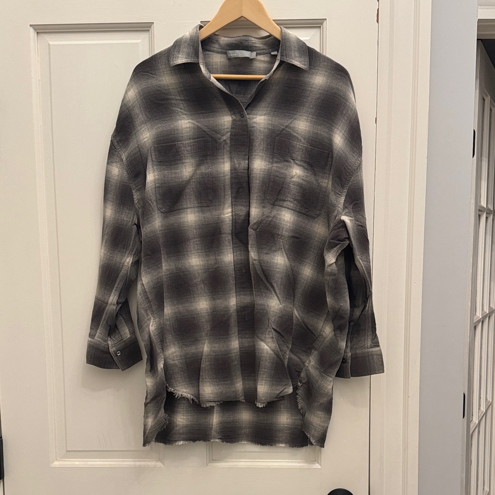 Vince Black and Gray Plaid Shirt